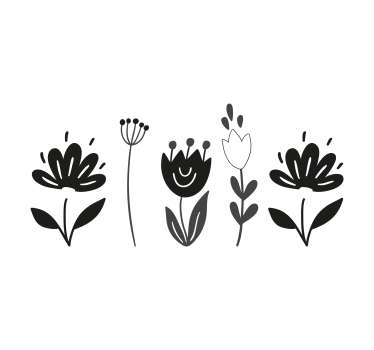 Store enrouleur bureau fleurs noires et blanches - TenStickers