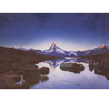 Store enrouleur bureau montagne enneigée reflet sur l'eau - TenStickers