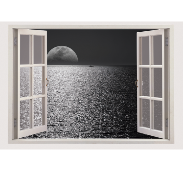 Store enrouleur gris vue sur la mer depuis la fenêtre - TenStickers