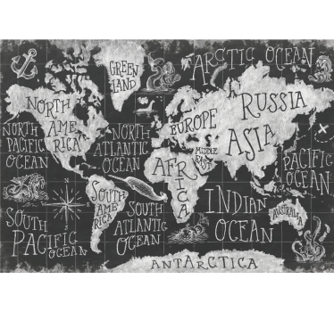 Store enrouleur gris carte du monde mythique - TenStickers