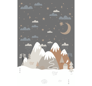 Store enroueleur chambre enfant nordique design montagnes - TenStickers