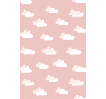 Store enrouleur chambre enfant nuages avec fond rose - TenStickers
