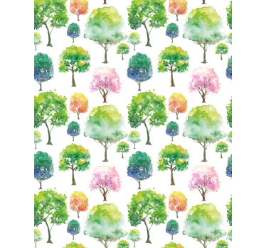 Store enrouleur salon avec des arbres style aquarelle - TenStickers