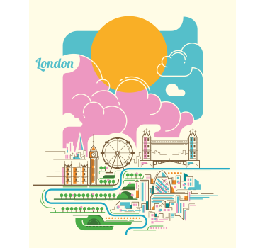 Store enrouleur carte du monde vue sur les toits de londres - TenStickers