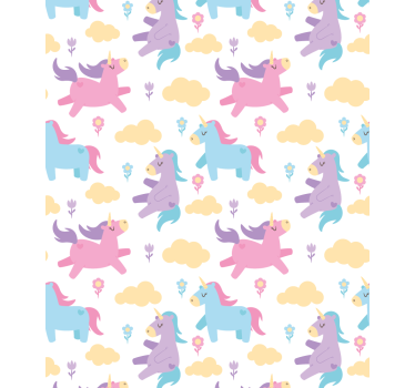 Store enrouleur pour chambre enfant licornes et nuages - TenStickers