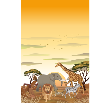 Store enrouleur chambre enfant animaux de la savane - TenStickers