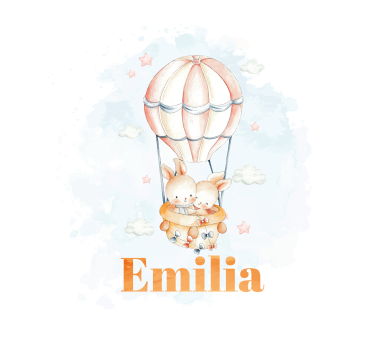 Store enrouleur chambre enfant montgolfière pastel avec prénom - TenStickers