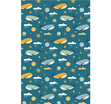 Store enrouleur chambre enfant motif de baleines - TenStickers