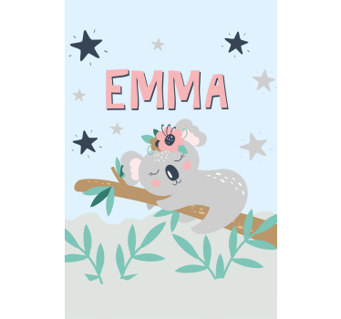 Store enrouleur pour chambre enfant bébé koala avec son nom - TenStickers