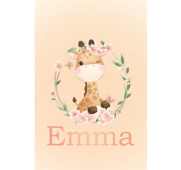 Store enrouleur chambre enfant girafe avec prénom - TenStickers