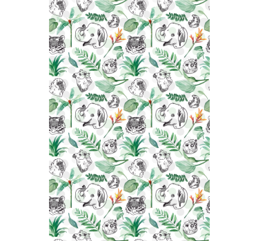 Store enrouleur pour chambre enfant animaux jungle verts - TenStickers