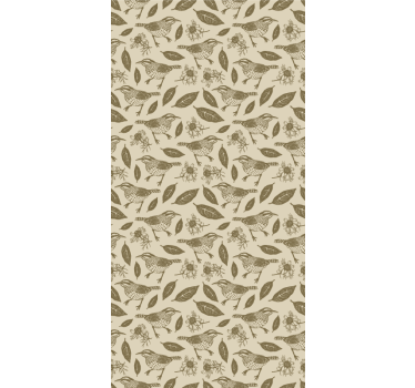 Store enrouleur salon beige oiseaux et plantes - TenStickers