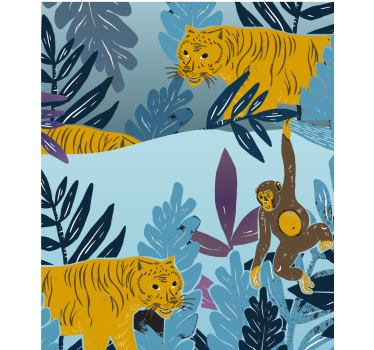 Store enrouleur pour chambre enfant tigres et singes - TenStickers