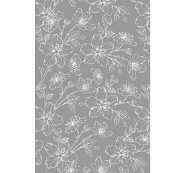 Store enrouleur floral salon blanc fond gris - TenStickers