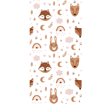 Store enrouleur chambre enfants animaux bruns et arc-en-ciel - TenStickers
