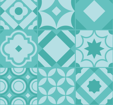 Store enrouleur cuisine turquoise effet carrelage - TenStickers