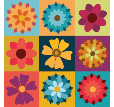 Store enrouleur cuisine carreaux de fleurs colorées - TenStickers