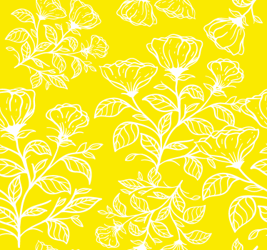 Store enrouleur salon motif jaune fleurs blanches - TenStickers