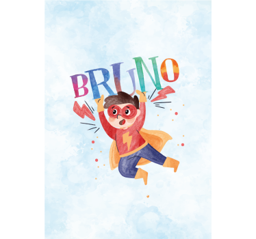 Store enrouleur super-héro style aquarelle avec nom - TenStickers