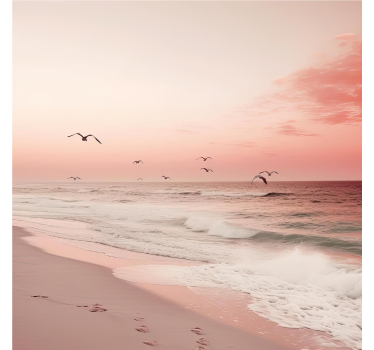 Store original salon romantique ciel rose avec des oiseaux - TenStickers