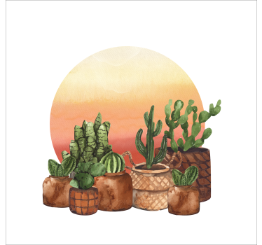 Store enrouleur cuisine cactus et coucher de soleil - TenStickers