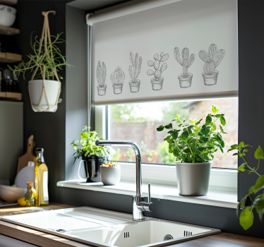 Store enrouleur cuisine cactus nuances de gris - TenStickers