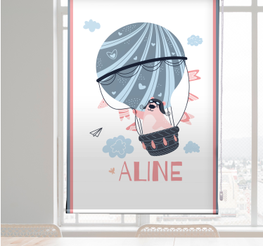 Store enrouleur pour chambre enfant montgolfière ours nom - TenStickers