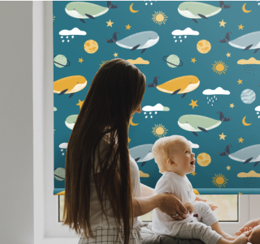 Store enrouleur chambre enfant motif de baleines - TenStickers