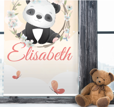 Store enrouleur pour chambre enfant bébé panda avec nom - TenStickers