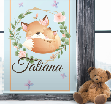 Store enrouleur pour chambre enfant famille renard avec nom - TenStickers