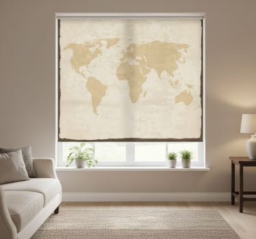 Store enrouleur bureau carte du monde vintage beige - TenStickers