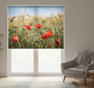 Store enrouleur bureau coquelicots dans le blé d'été - TenStickers