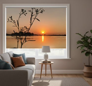 Store enrouleur bureau coucher de soleil sur le lac - TenStickers