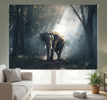Store enrouleur bureau éléphant dans la forêt - TenStickers