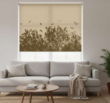 Store enrouleur bureau fleurs de printemps et oiseaux - TenStickers