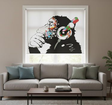 Store enrouleur bureau mono banksy musique - TenStickers
