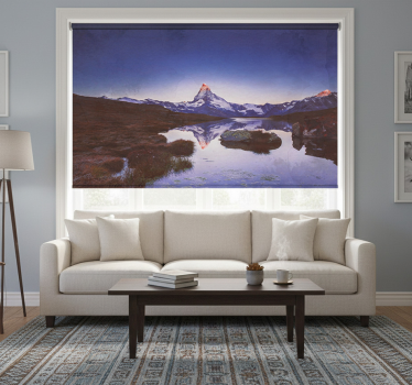 Store enrouleur bureau montagne enneigée reflet sur l'eau - TenStickers
