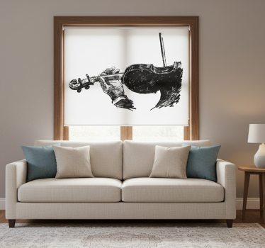 Store enrouleur bureau musicien violon dessiné à la main - TenStickers