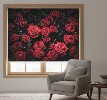 Store enrouleur bureau noir et blanc avec roses rouges - TenStickers