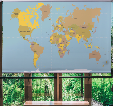 Store enrouleur carte du monde beige politique - TenStickers