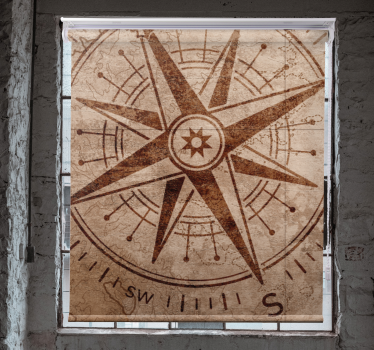 Store enrouleur carte du monde design boussole vintage - TenStickers