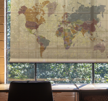 Store enrouleur carte du monde les coordonnées géographiques - TenStickers