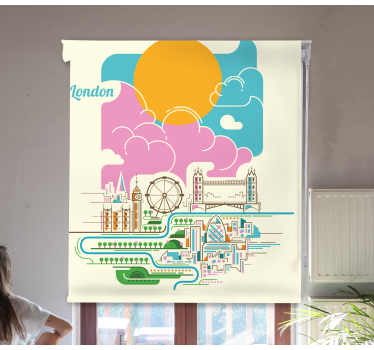 Store enrouleur carte du monde vue sur les toits de londres - TenStickers