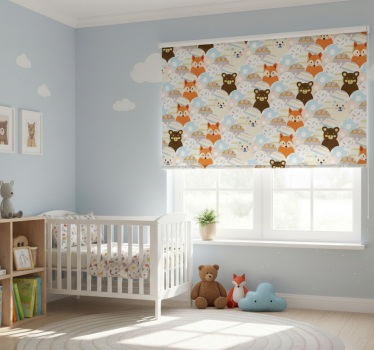Store enrouleur chambre enfant design ours et renard - TenStickers