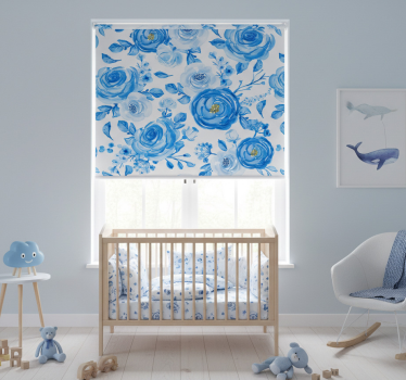 Store enrouleur chambre enfant horloges fleurs bleu nordique - TenStickers