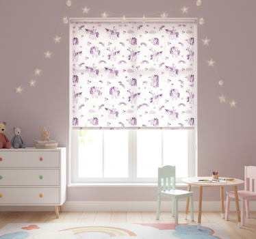 Store enrouleur chambre enfant licorne et lapin étoiles - TenStickers