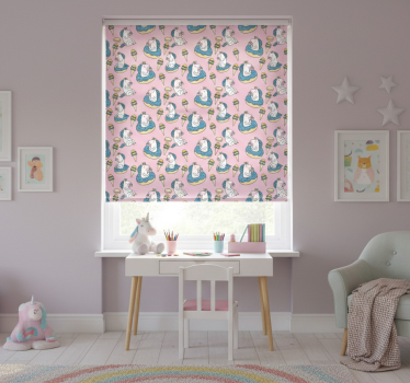 Store enrouleur chambre enfant licornes et cônes glacés - TenStickers