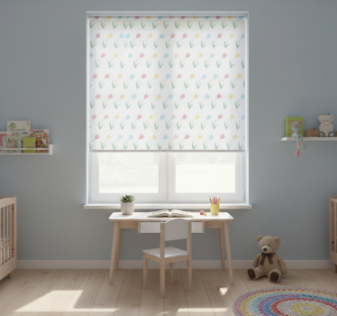 Store enrouleur chambre enfant motif fleurs tulipes colorées - TenStickers