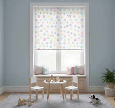 Store enrouleur chambre enfant pattes de chien colorées - TenStickers