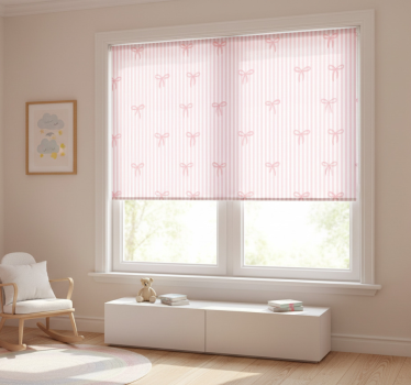 Store enrouleur chambre enfant rayures roses et nœuds - TenStickers